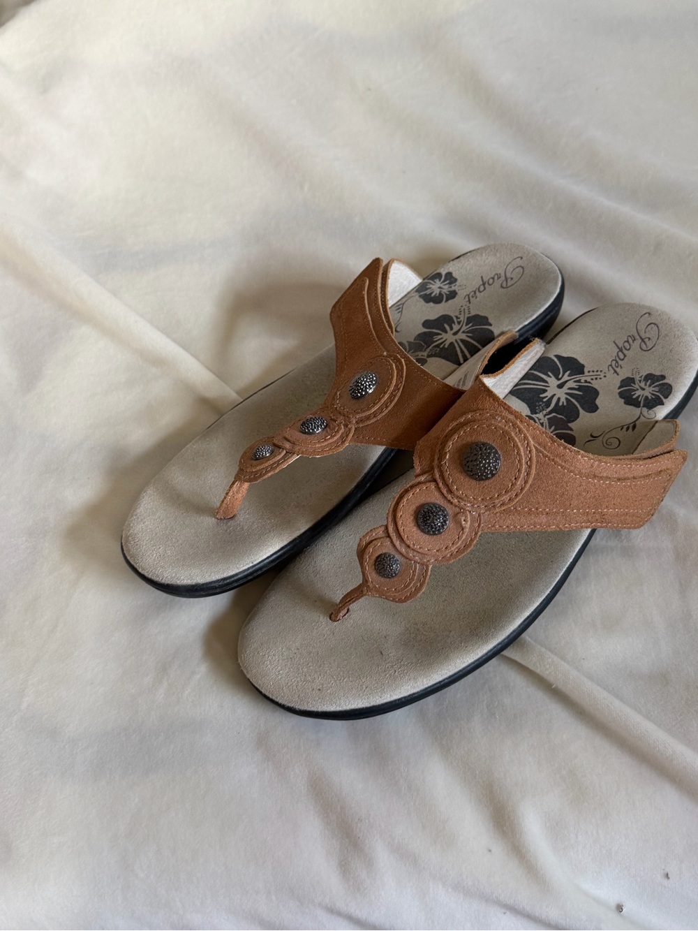 Propet Monica Lesther Comfort Step Women's Brown Thong Sandals 9.5